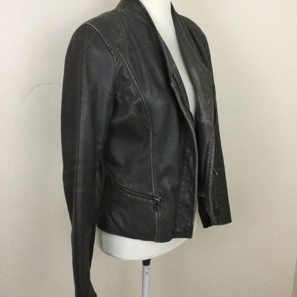 Marc New York Andrew Marc Leather Jacket Taupe Size S - Picture 5 of 7